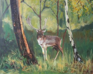 Rutting fallow buck Rutting fallow buck, acrylic, 30"x20"