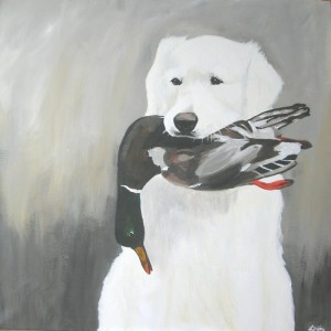 Retriever with mallard Retriever with mallard, acrylic, 20"x20"